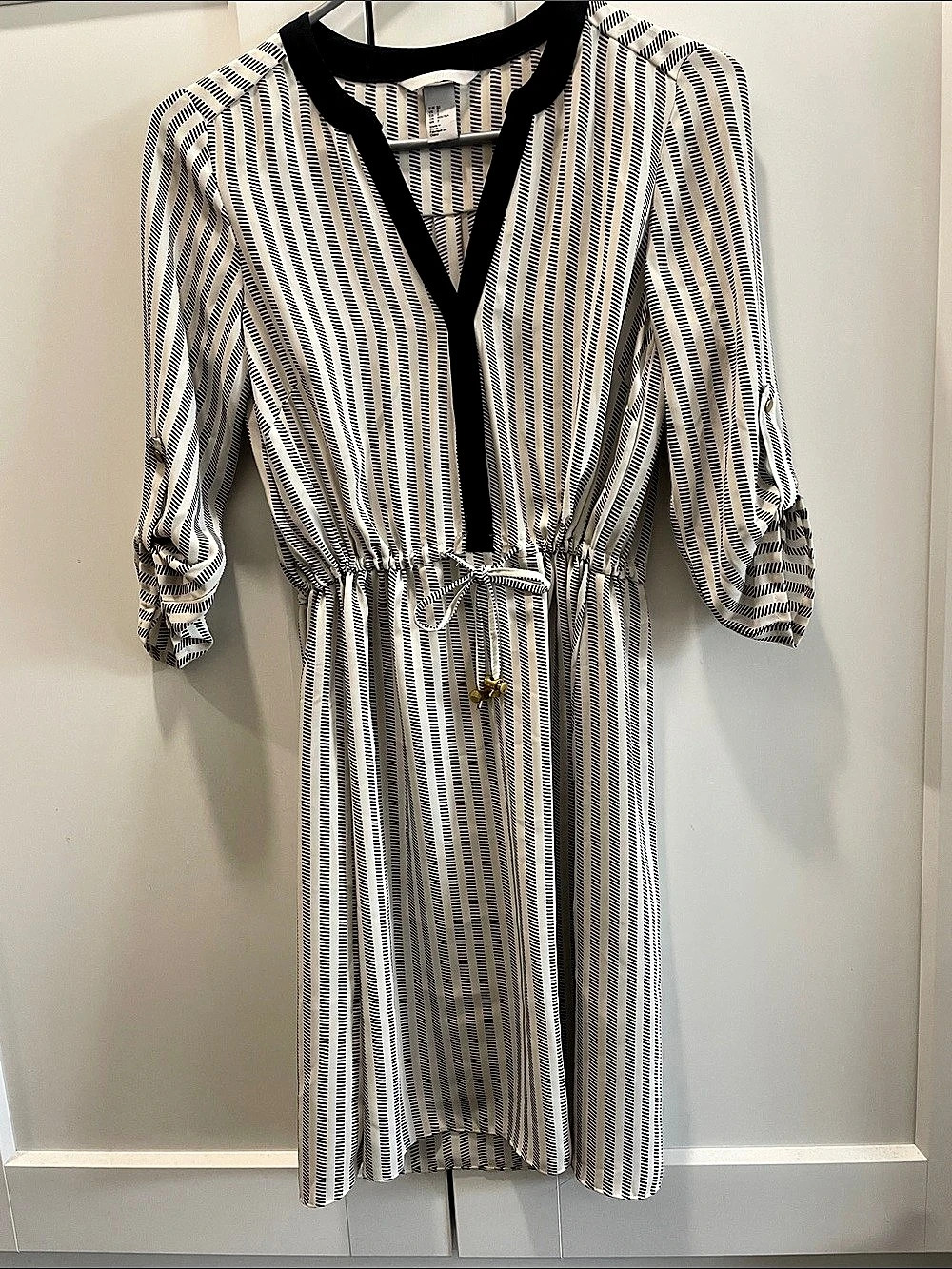 H&M Striped Mini Dress in White & Black